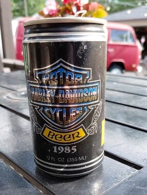 Harley-Davidson Black Can with Blue and Yellow Logo